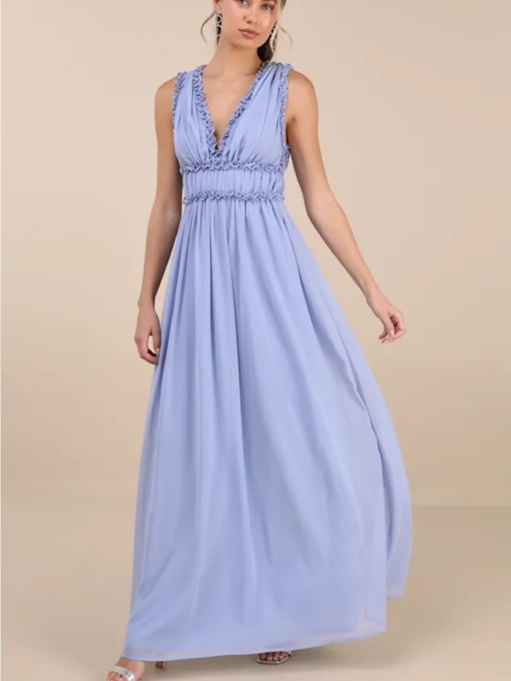 Lulu's Lavender V-Neck Sleeveless Maxi Dress